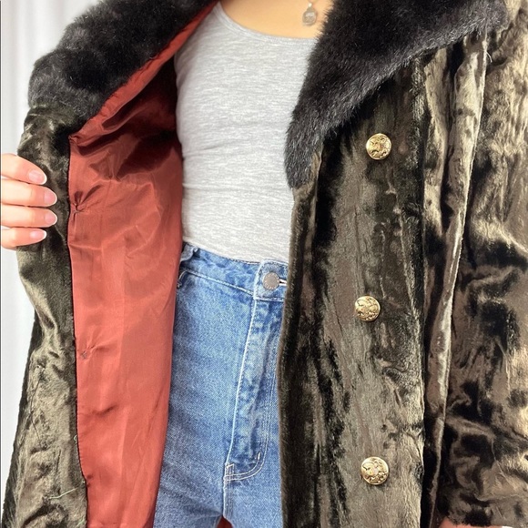 Vintage double breasted chocolate brown fur coat sz s/m - Picture 5 of 7